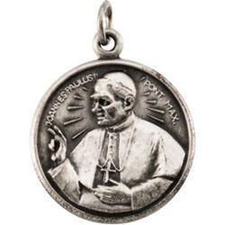 Sterling Silver Round Pope John Paul Pendant Medalsterling 