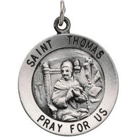 Sterling Silver Round St Thomas Pendant Medalsterling 