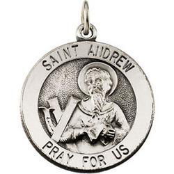 Sterling Silver Round St Andrew Pendant Medalsterling 