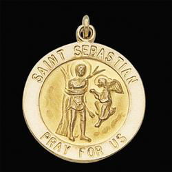 Sterling Silver Round St. Sebastian Pendant Medalsterling 