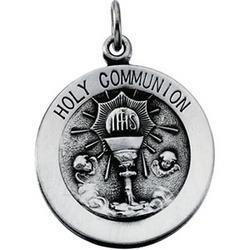 Sterling Silver Round Holy Communion Pendant Medalsterling 