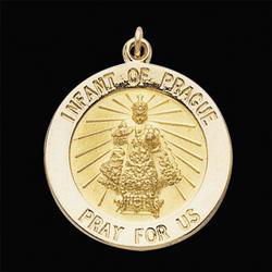 Sterling Silver Round Infant Of Prague Pendant Medalsterling 