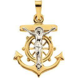 14K Two Tone Gold Mariner's Cross Pendanttwo 