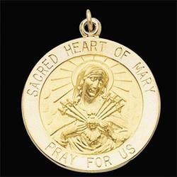Sterling Silver Round Sacred Heart Of Mary Pendant Medalsterling 