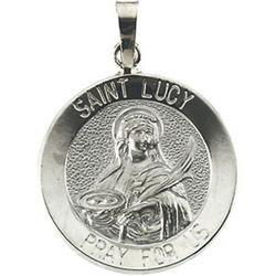 14K White Gold Round St. Lucy Pendant Medalwhite 