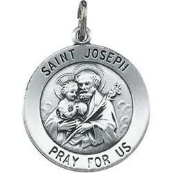 Sterling Silver Round St Joseph Pendant Medalsterling 
