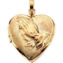 14K Yellow Gold Heart Locket With Serenity Prayeryellow 