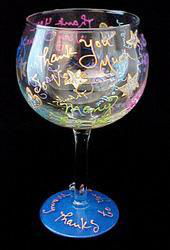 Colorful Thanks Design - Hand Painted - Goblet - 12.5 oz.colorful 