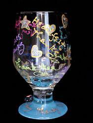 Colorful Thanks Design - Hand Painted - High Ball - All Purpose Glass - 10.5 oz.colorful 