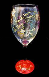 Colorful Thanks Design - Hand Painted - Wine Glass - 8 oz..colorful 