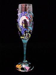 Dazzling Dolphin Design - Hand Painted - Flute - 6 oz.dazzling 