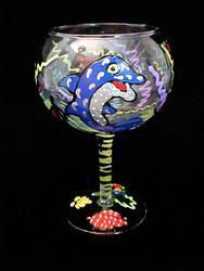 Dazzling Dolphin Design - Hand Painted - Goblet - 12.5 oz.dazzling 