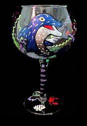 Dazzling Dolphin Design - Hand Painted - Grande Goblet - 17.5 oz..dazzling 