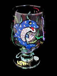 Dazzling Dolphin Design - Hand Painted - High Ball - All Purpose Glass - 10.5 oz.dazzling 