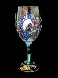 Dazzling Dolphin Design - Hand Painted - Wine Glass - 8 oz..dazzling 