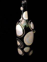 Gleaming Circles Design - Hand Painted -Wine Bottle w/ hand painted stoppergleaming 