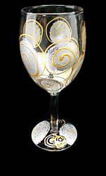 Gleaming Circles Design - Hand Painted -Wine Glass - 8 oz..gleaming 