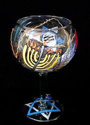 Jewish Fantasy Design - Hand Painted - Grande Goblet - 17.5 oz.jewish 