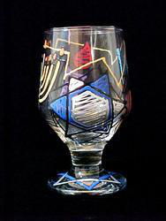 Jewish Fantasy Design - Hand Painted - High Ball - All Purpose Glass - 10.5 oz.jewish 