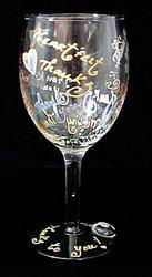 Many Thanks Design - Hand Painted - Grande Wine -16 oz.many 