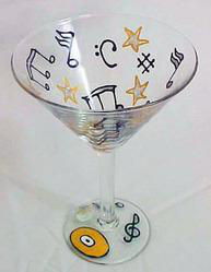 Musical Stars Design - Hand Painted - Grande Martini - 10 oz.musical 