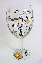Musical Stars Design - Hand Painted - Grande Wine -16 oz.musical 