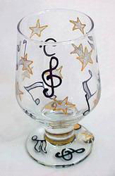 Musical Stars Design - Hand Painted - High Ball - All Purpose Glass - 10.5 oz.musical 
