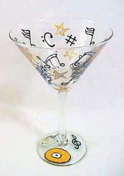 Musical Stars Design - Hand Painted - Martini - 7.5 oz.musical 