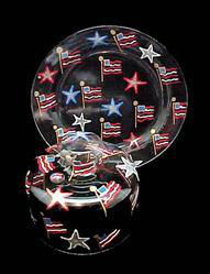 Stars & Stripes Design - Hand Painted - Cheese Dome and Matching 10 inch Platestars 