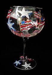 Stars & Stripes Design - Hand Painted - Grande Goblet - 17.5 oz.stars 