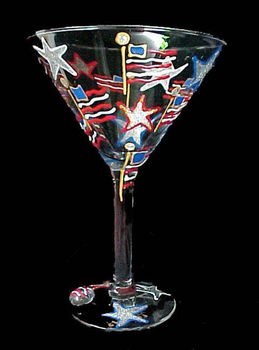 Stars & Stripes Design - Hand Painted - Grande Martini - 10 oz.stars 