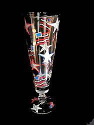 Stars & Stripes Design - Hand Painted - Pilsner - 10 oz.stars 