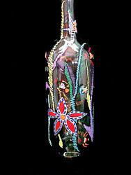 Stars of the Sea Design - Hand Painted - Wine Bottle with Hand Painted Stopperstars 