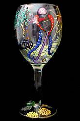 Tees & Greens Design - Hand Painted - Wine Glass - 8 oz..tees 
