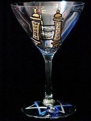 Torah & Candles Design - Hand Painted - Grande Martini - 10 oz.torah 