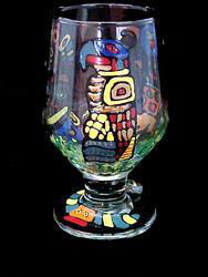 Totem Poles Design - Hand Painted - High Ball - All Purpose Glass - 10.5 oz.totem 