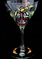 Totem Poles Design - Hand Painted - Martini - 7.5 oz.totem 