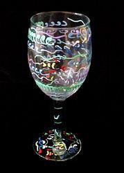 Under the Sea Design - Hand Painted - Wine Glass - 8 oz.sea 