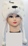 Plush Polar Bear Winter Hat With Short Poms