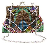 Fully Beaded Purse - Brown