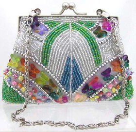 Fully Beaded Purse - Silverfully 