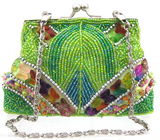 Fully Beaded Purse - Lime