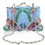 Fully Beaded Purse - Light Blue