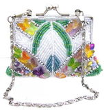 Fully Beaded Purse - White