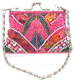 Fully Beaded Purse - Hot Pink