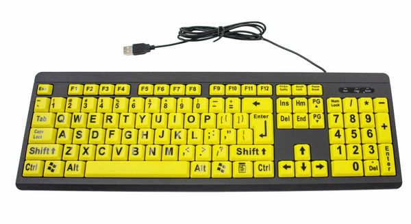 Big & Bright Easy See Keyboard & Mouse - USB Wired - High Contrast Yellow with Oversized Black Letters - Ideal for Seniors, Visually Impaired or Bad Vision Users - Qwerty Keyboard with Large Print Keysbig 