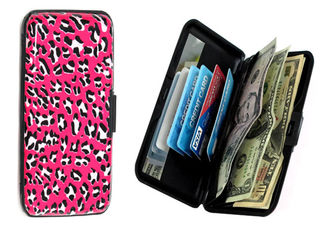 Large Aluminum Wallet - Leopard Pink