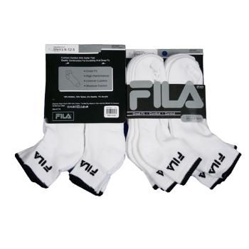 Men's Fila White with Black Quarter Sock Case Pack 6