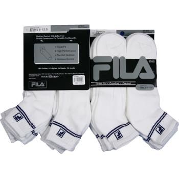 Men's Fila White with Navy Quarter Sock Case Pack 6