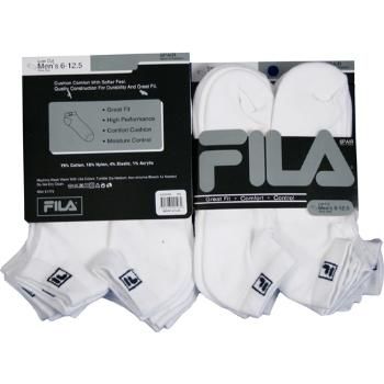 Men's Fila White with Navy Low Cut Sock Case Pack 6